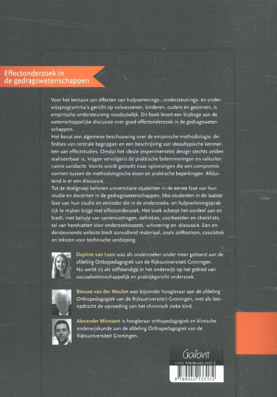 Achterkant van Effectonderzoek in de gedragswetenschappen.