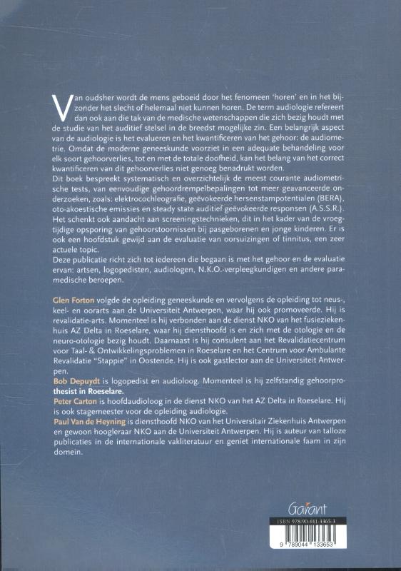Achterkant van Praktische audiologie en audiometrie