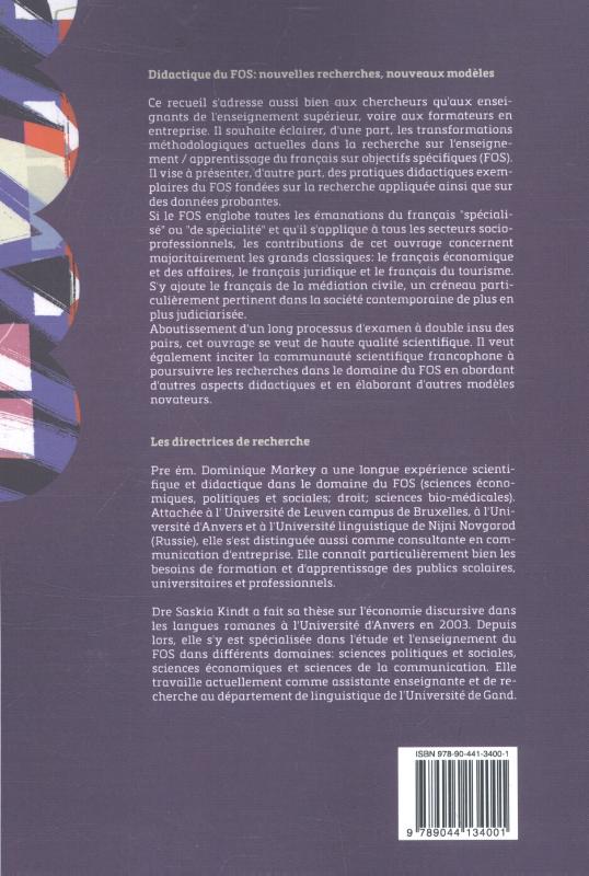Achterkant van Didactique du français sur objectifs spécifiques