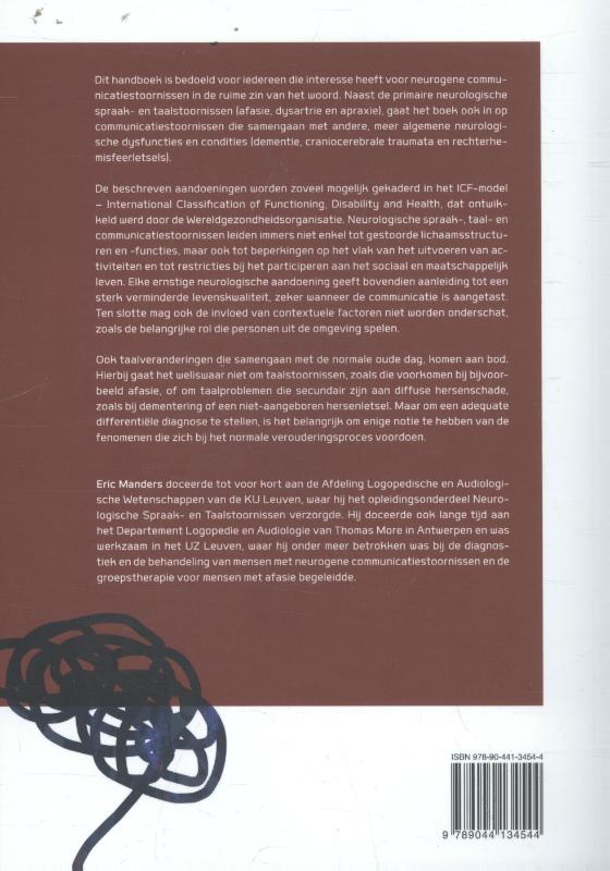 Achterkant van Handboek Neurologische communicatiestoornissen