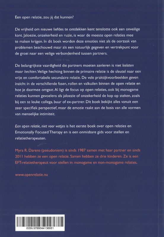 Achterkant van Een open relatie: niet voor watjes