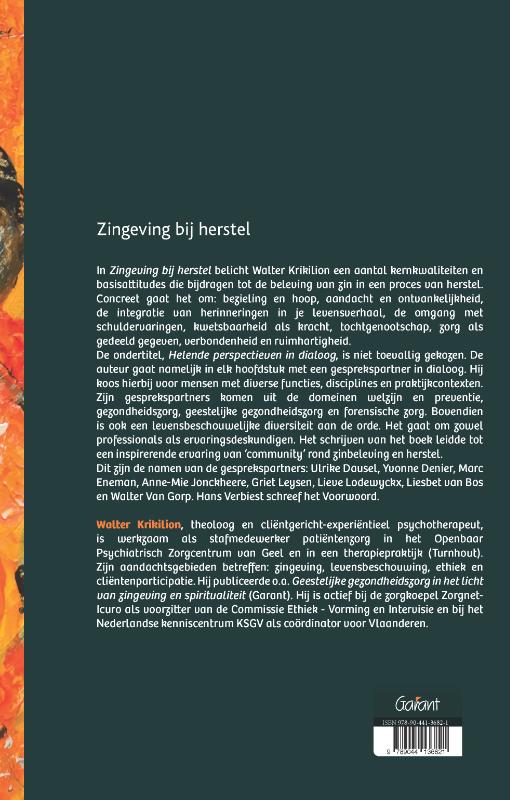 Achterkant van Zingeving bij herstel.