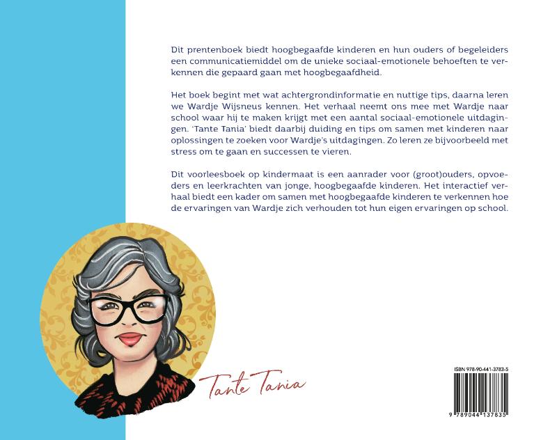 Achterkant van Wardje Wijsneus, slim en intens
