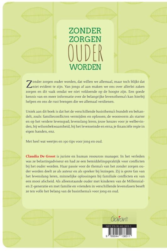 Achterkant van Zonder zorgen ouder worden