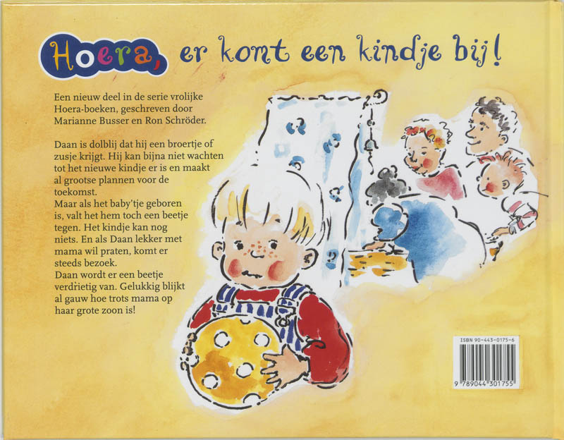Achterkant van Hoera, er komt een kindje bij!
