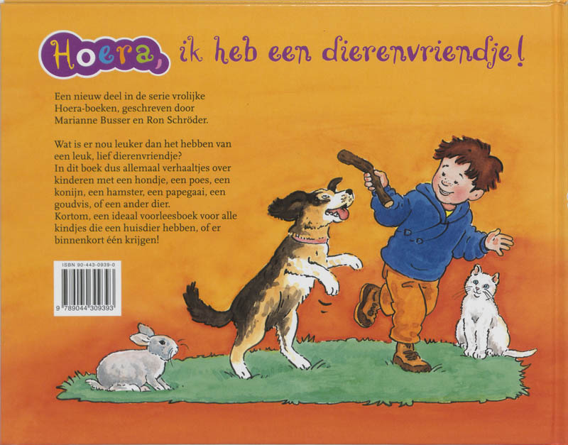 Achterkant van Hoera, ik heb een dierenvriendje!