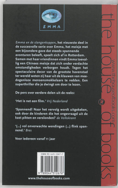 Achterkant van Emma en de slangenkoppen