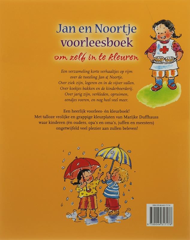 Achterkant van Het Jan en Noortje voorleesboek om zelf in te kleuren