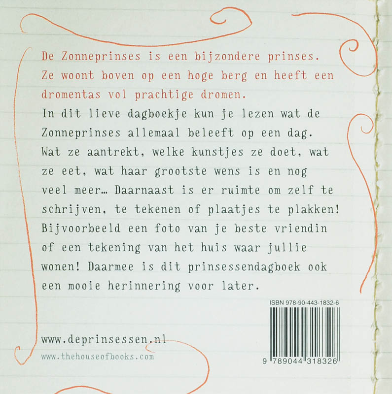 Achterkant van Dagboek van de Zonneprinses