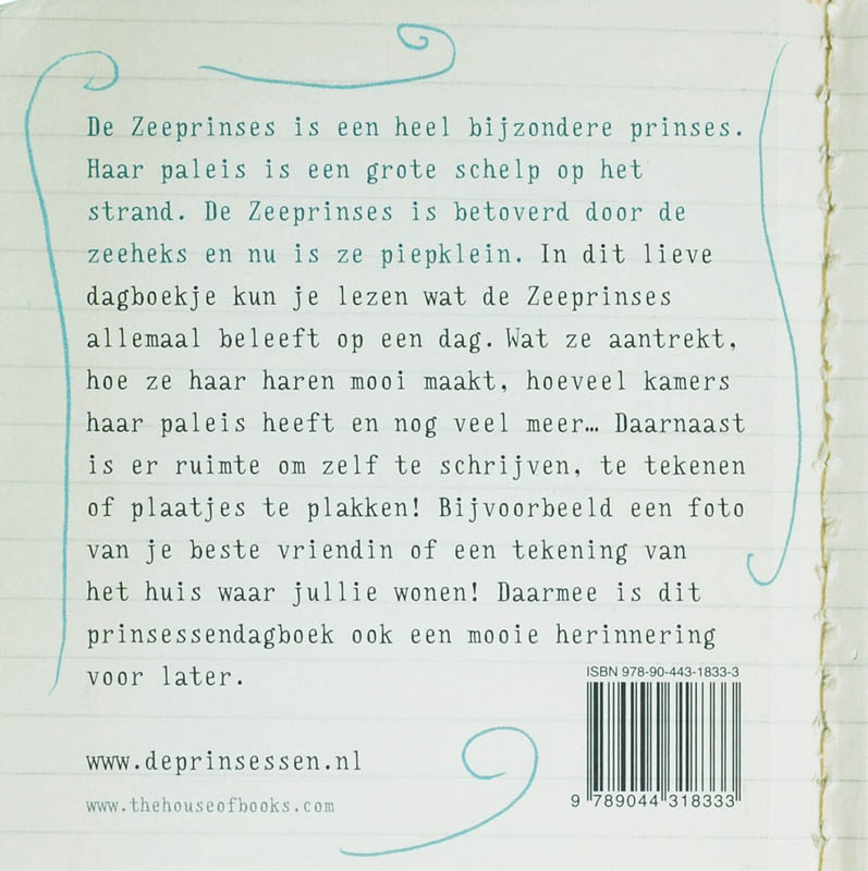 Achterkant van Dagboek van de Zeeprinses