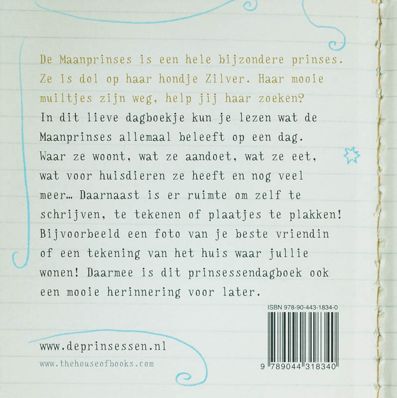 Achterkant van Dagboek van de Maanprinses