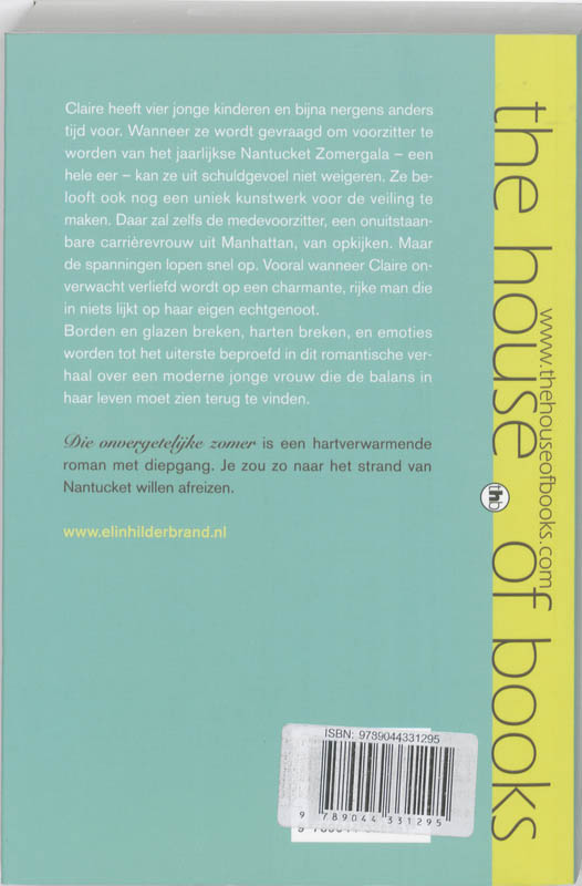 Achterkant van Die onvergetelijke zomer