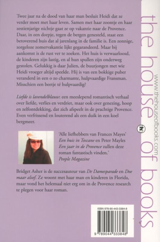 Achterkant van Liefde is lavendelblauw