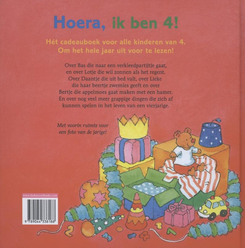 Achterkant van Hoera, ik ben 4!