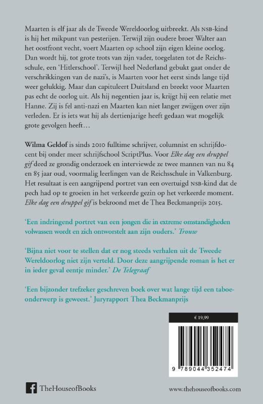 Achterkant van Elke dag een druppel gif
