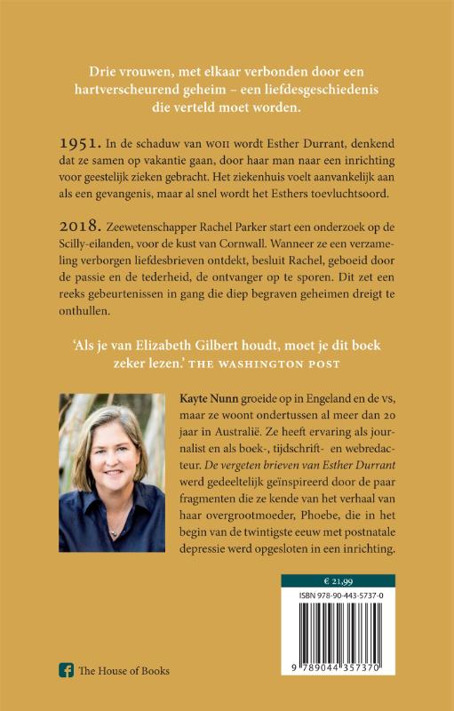 Achterkant van De verdwenen brieven van Esther Durrant
