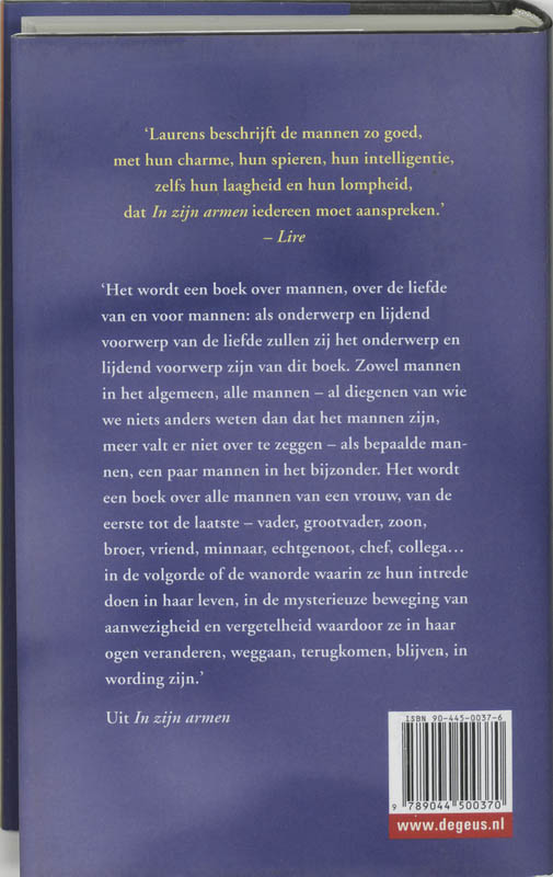 Achterkant van In zijn armen