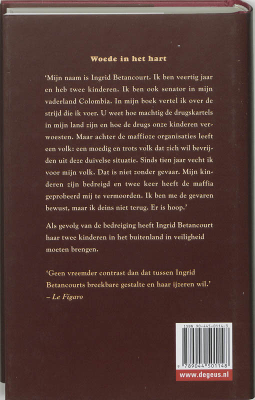 Achterkant van Woede in het hart
