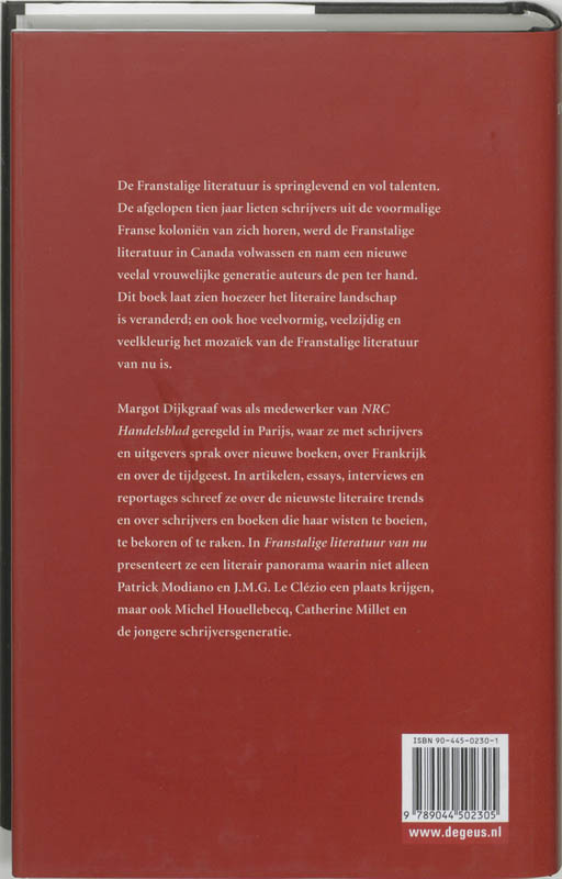 Achterkant van Franstalige literatuur van nu