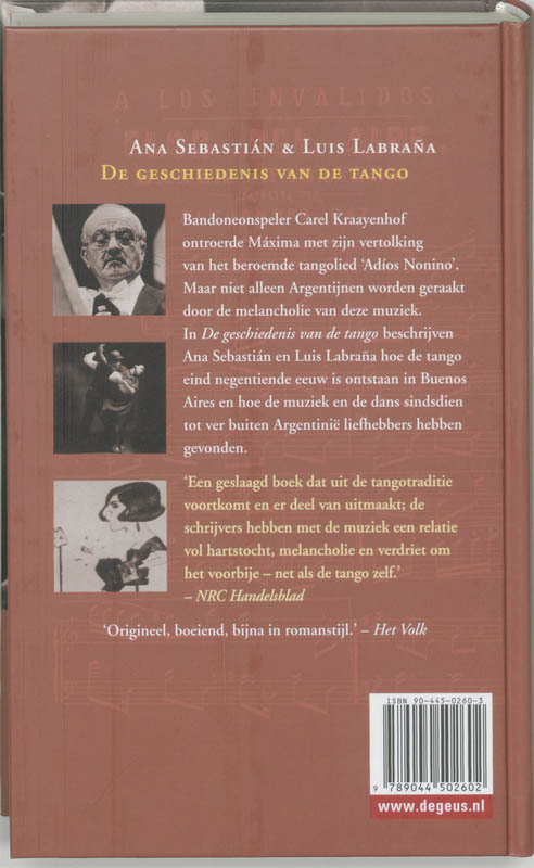 Achterkant van De geschiedenis van de tango