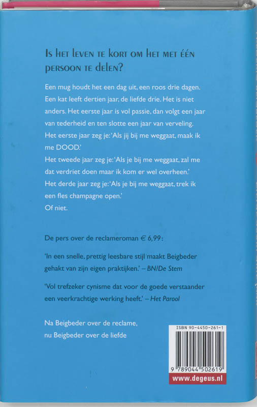 Achterkant van Liefde duurt drie jaar