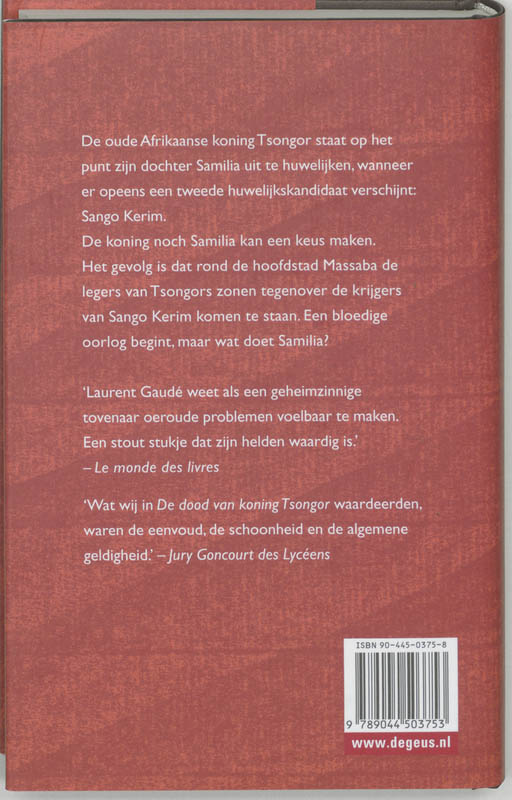 Achterkant van De dood van koning Tsongor