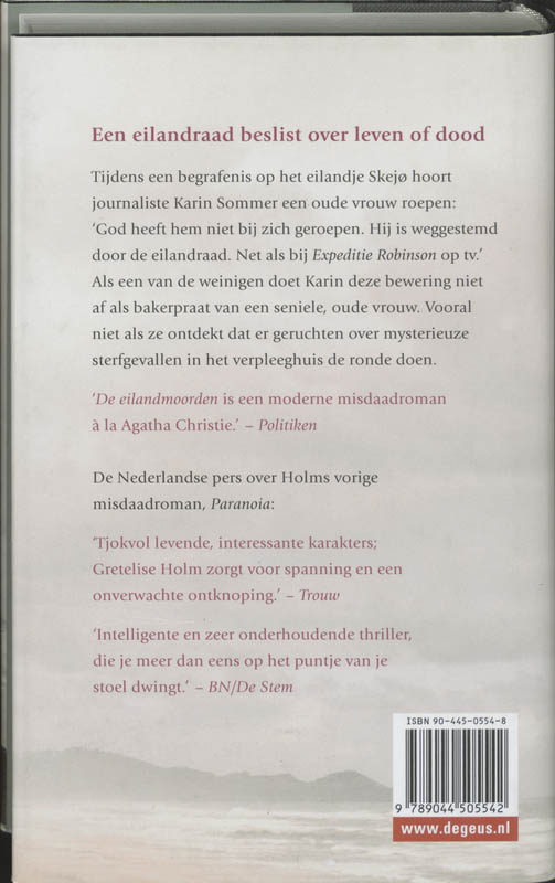Achterkant van De eilandmoorden