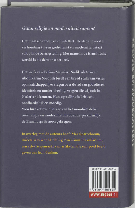 Achterkant van Religie en moderniteit