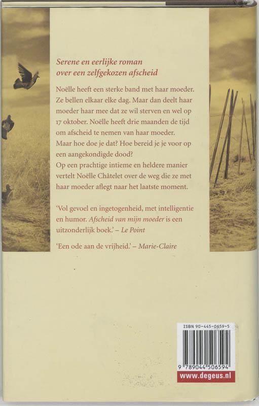 Achterkant van Afscheid van mijn moeder