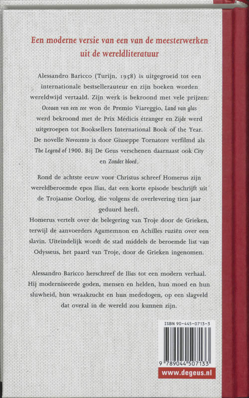 Achterkant van De Ilias van Homerus