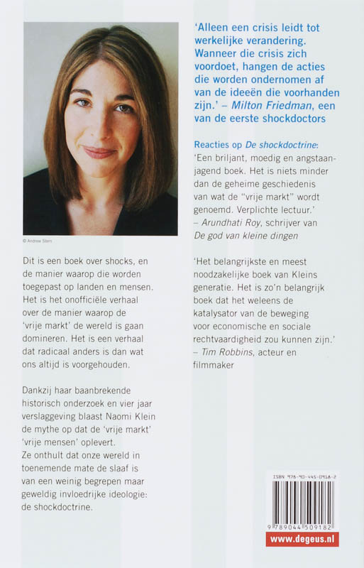 Achterkant van De shockdoctrine