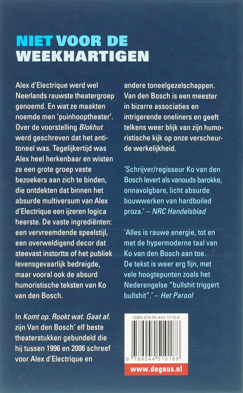 Achterkant van Komt op Rookt wat Gaat af