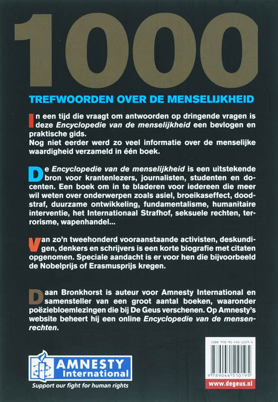 Achterkant van Encyclopedie van de menselijkheid