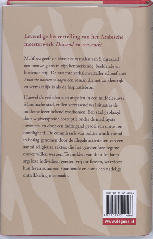 Achterkant van Arabische nachten en dagen