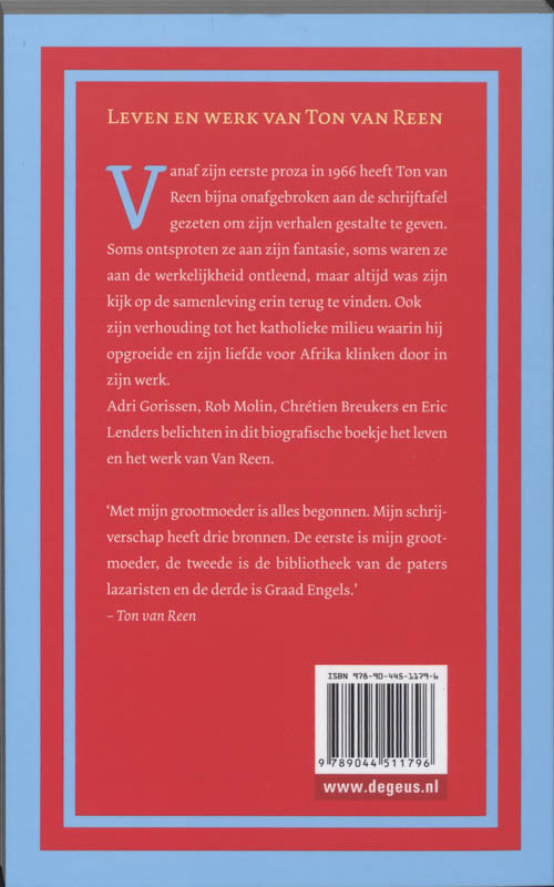 Achterkant van Ton van Reen - Schrijver, verteller en wereldburger