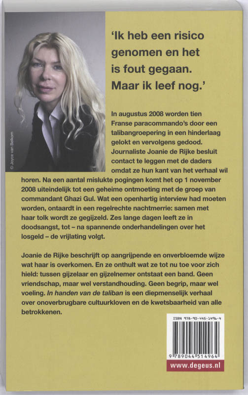Achterkant van In handen van de taliban