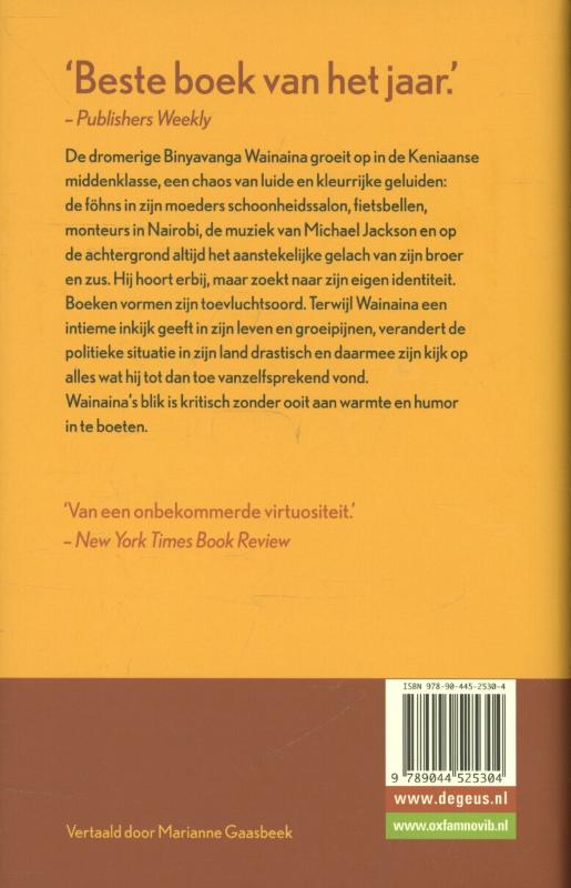 Achterkant van Op een dag zal ik schrijven over Afrika