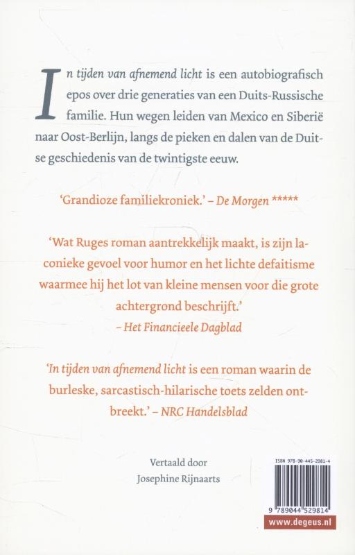 Achterkant van In tijden van afnemend licht