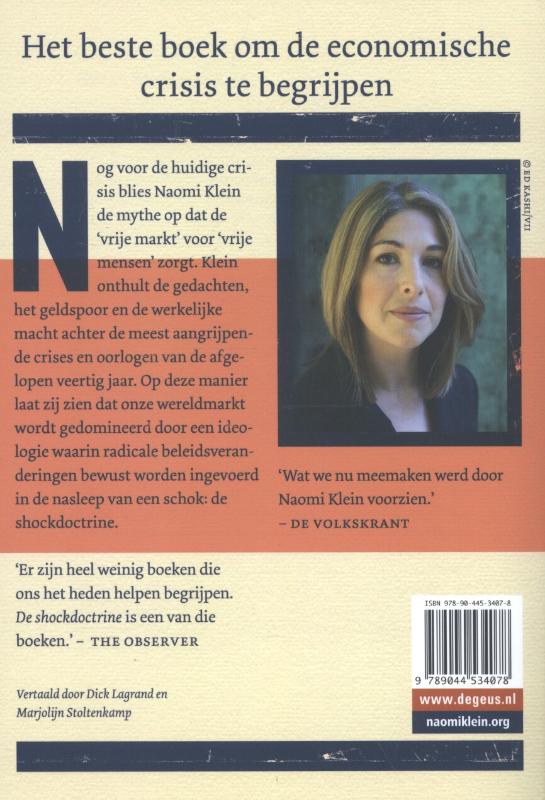 Achterkant van De shockdoctrine