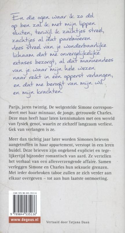 Achterkant van De schaamteloze passie van Mademoiselle S.