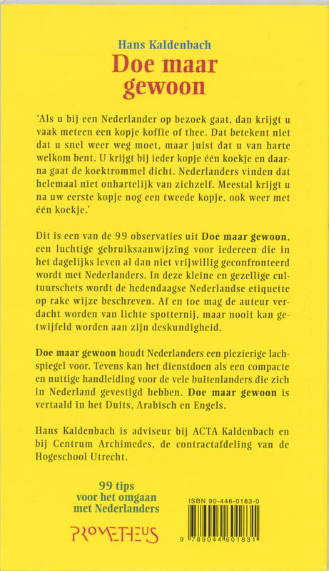 Achterkant van Doe maar gewoon