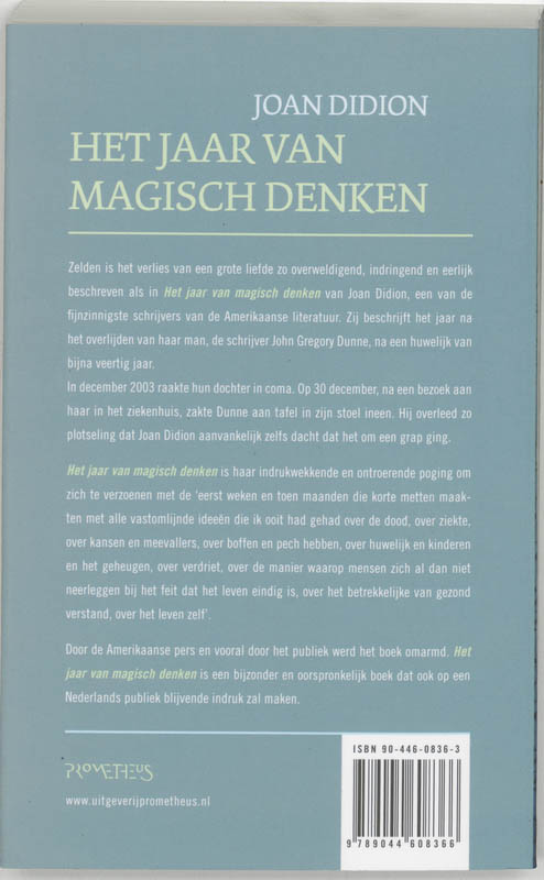 Achterkant van Jaar van het magisch denken