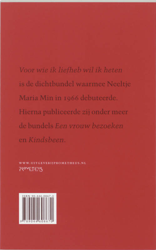 Achterkant van Voor wie ik liefheb wil ik heten