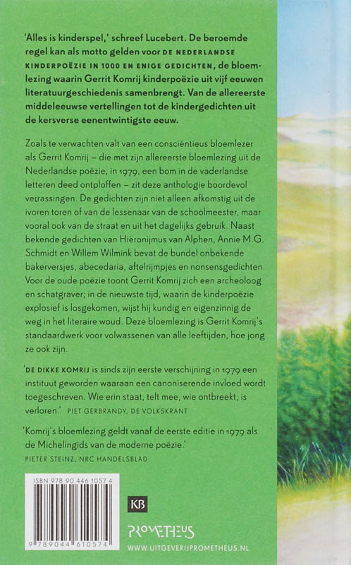 Achterkant van Nederlandse kinderpoezie in 1000 en enige gedichten