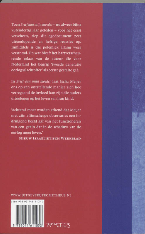 Achterkant van Brief aan mijn moeder