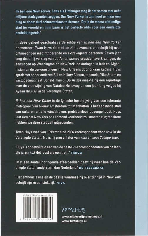 Achterkant van Ik ben een New Yorker