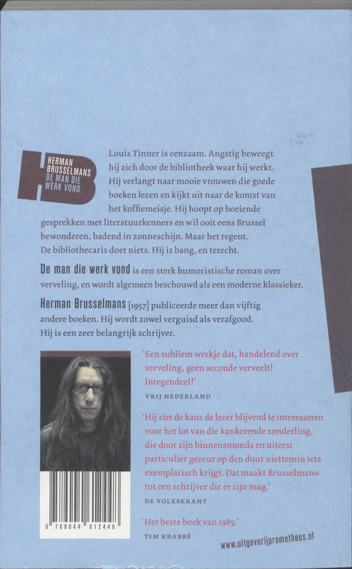 Achterkant van De man die werk vond