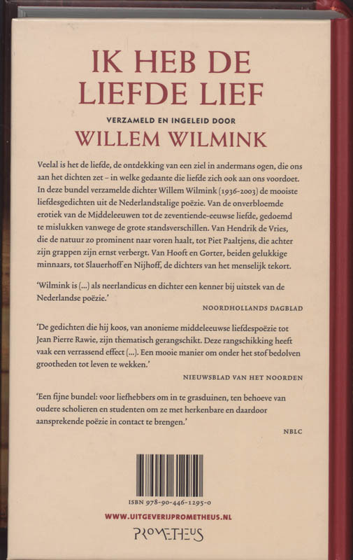 Achterkant van Ik heb de liefde lief
