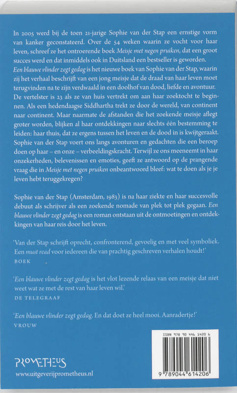 Achterkant van Een blauwe vlinder zegt gedag