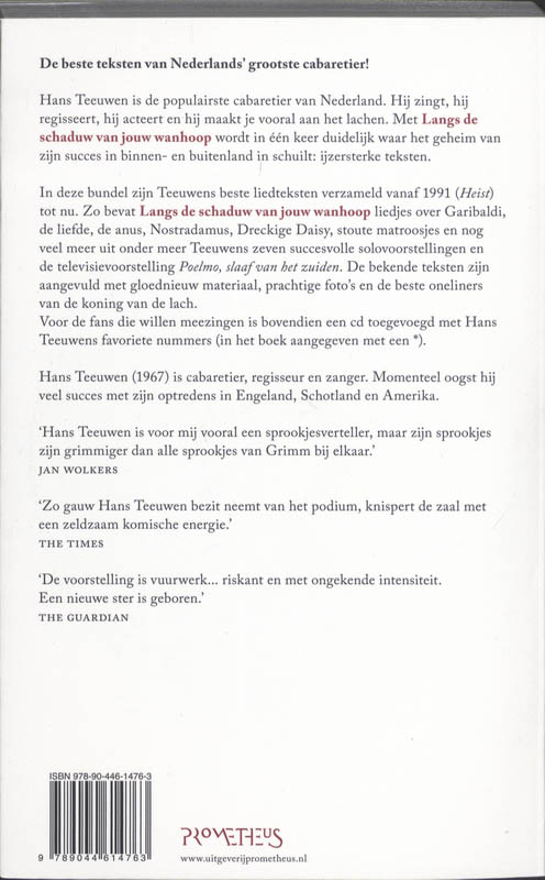 Achterkant van Langs de schaduw van jouw wanhoop